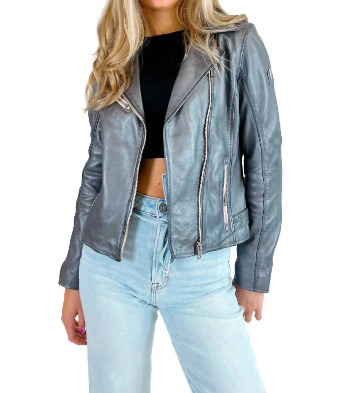 Sequined JacketsSofia Metallic Leather Jacket In Grey