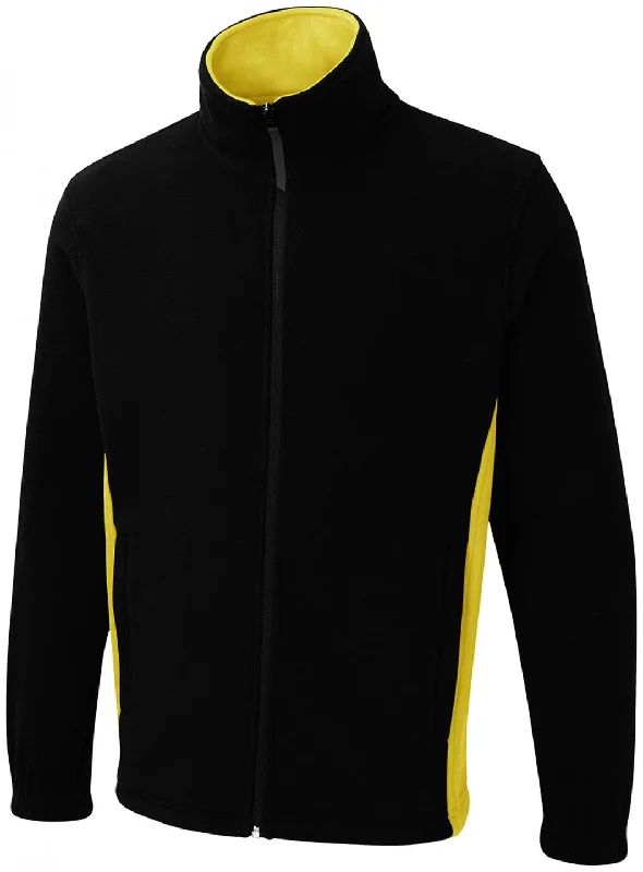 Hiking JacketsTwo Tone Full Zip Fleece Jacket | Black/Yellow